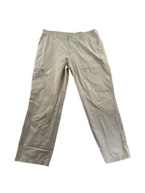 Columbia Mens Cargo Hiking Pants Size 35x28 Measured Beige Lightweight Outdoors